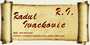 Radul Ivačković vizit kartica
